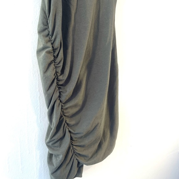 Express Olive Midi Dress with Ruched‎ Detail - Picture 3 of 6